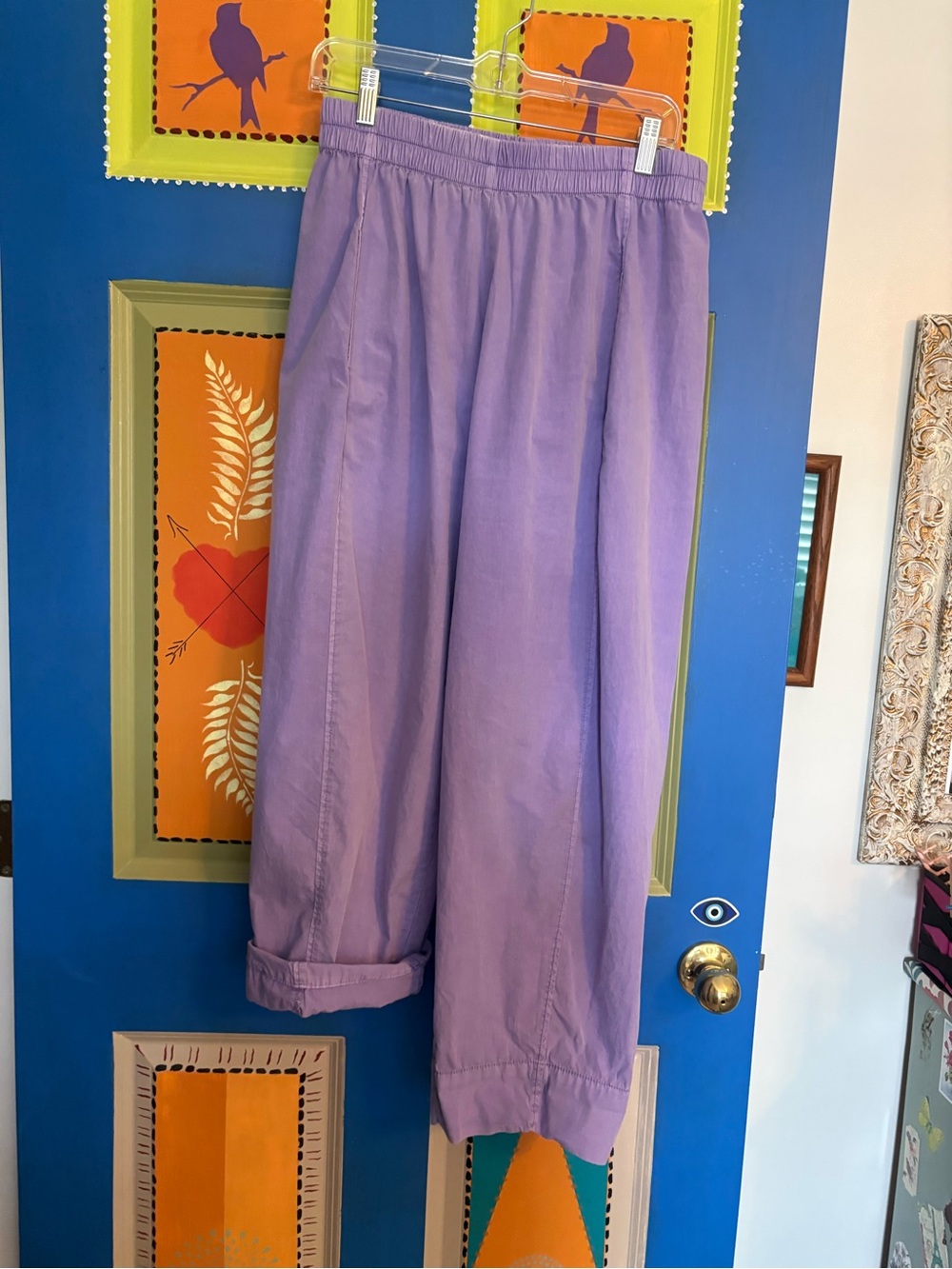 Free People lavender cotton pants sz medium.